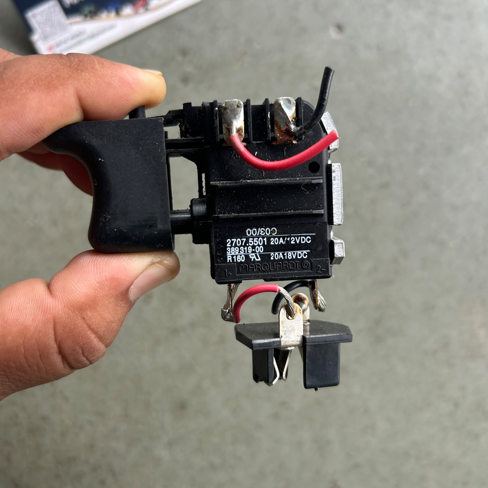 Marquardt 2707.5501 Heavy Torque Cordless Drill Switch 18V 20A