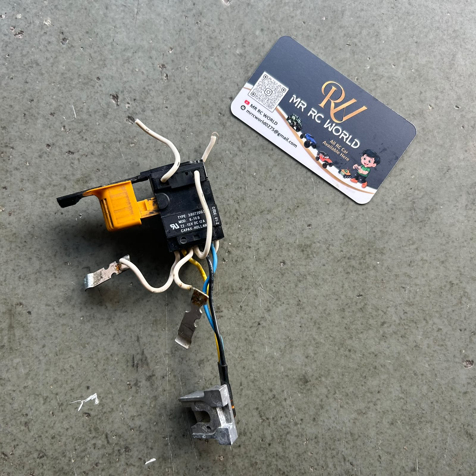 Original Bosch Capax Holland Cordless Drill Machine Switch (Type 3.607.200.5..., Mod: 6-16B, 7.2-15V DC 12A) - Salvaged Spare Part